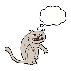 cartoon happy cat with thought bubble N5