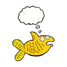 cartoon fish with thought bubble N67