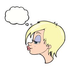 cartoon pretty woman with thought bubble N217