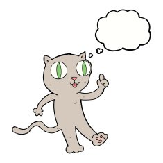 cartoon cat with idea thought bubble N5
