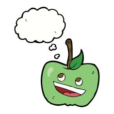 cartoon apple with thought bubble N29