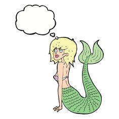cartoon mermaid with thought bubble N53