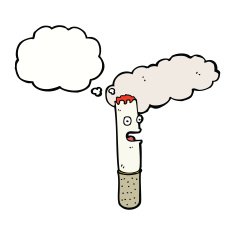 cartoon cigarette with thought bubble N9