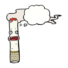 cartoon cigarette with thought bubble N10