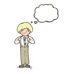 cartoon man wearing braces with thought bubble N9