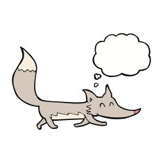 cartoon little wolf with thought bubble N13