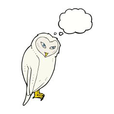 cartoon owl with thought bubble N51