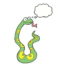 cartoon snake with thought bubble N48