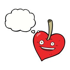 cartoon love heart apple with thought bubble