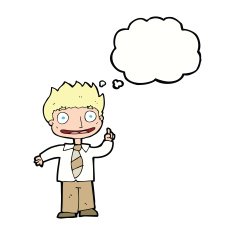 cartoon man with idea thought bubble N87