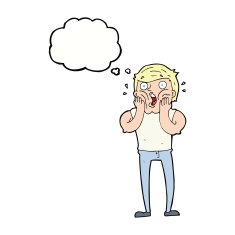 cartoon gasping man with thought bubble N7