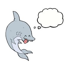 funny cartoon shark with thought bubble N23