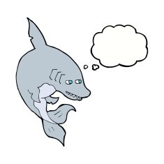 funny cartoon shark with thought bubble N24