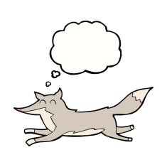 cartoon running wolf with thought bubble N5