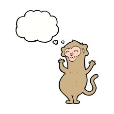 cartoon monkey with thought bubble N25