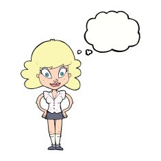 cartoon pretty woman with thought bubble N218