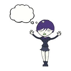 cartoon vampire girl with thought bubble N182