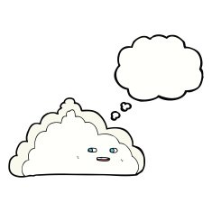 cartoon cloud with thought bubble N16