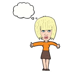 Cartoon Annoyed Woman With Thought Bubble N149