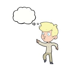 cartoon pointing boy with thought bubble N24