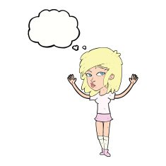 cartoon pretty girl with thought bubble N83
