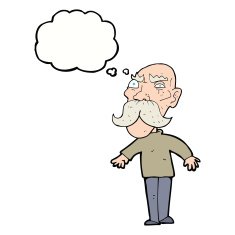 cartoon angry old man with thought bubble N115