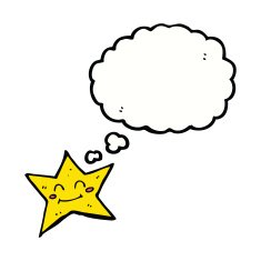 cartoon star character with thought bubble N8