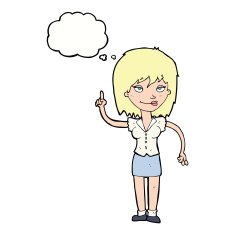 cartoon woman with idea thought bubble N203