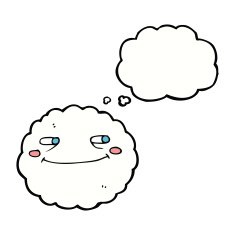 cartoon happy cloud with thought bubble N5