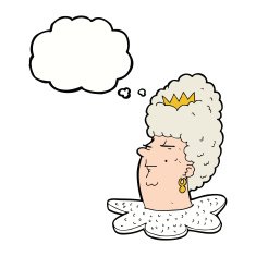 cartoon queen's head with thought bubble N9