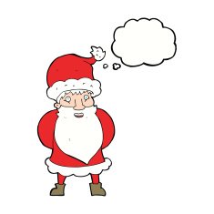 cartoon santa claus with thought bubble N157