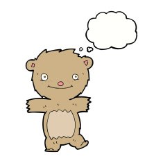 cartoon teddy bear with thought bubble N16