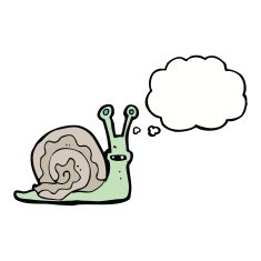 cartoon snail with thought bubble N27