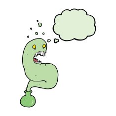 cartoon halloween ghost in bottle with thought bubble N17