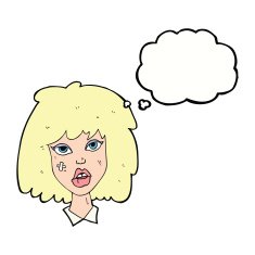 cartoon woman with bruised face thought bubble N7