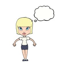 cartoon pretty woman with thought bubble N221