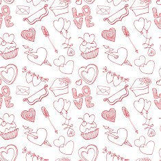 Hearts seamless pattern Valentine day love wedding Outline
