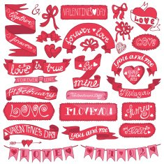 Valentines day set Labels emblems ribbons banners N2