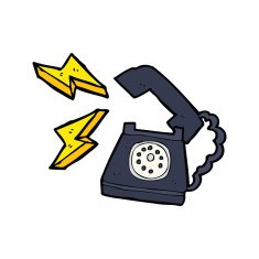 cartoon ringing telephone with thought bubble