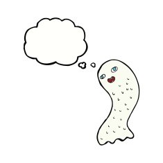 funny cartoon ghost with thought bubble N74