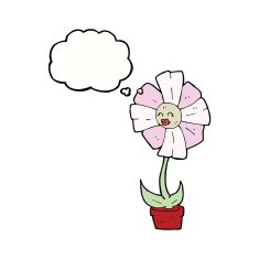 cartoon flower with thought bubble N31