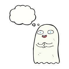 funny cartoon ghost with thought bubble N76
