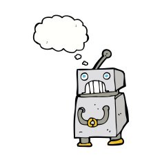 cartoon robot with thought bubble N138