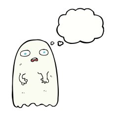 funny cartoon ghost with thought bubble N77