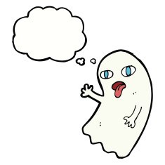 funny cartoon ghost with thought bubble N81