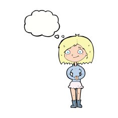 cartoon happy woman with thought bubble N209