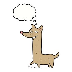 funny cartoon dog with thought bubble N17