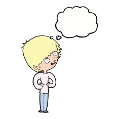 cartoon shocked woman with thought bubble N78