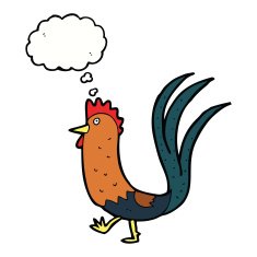 cartoon cockerel with thought bubble N24