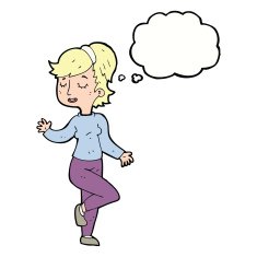 cartoon dancing woman with thought bubble N45